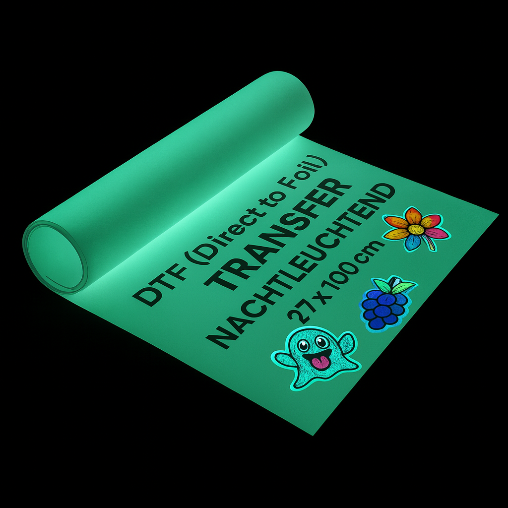 DTF (Direct to Foil) Transfer Nachtleuchtend 27 × 100 cm | Glow-in-the-Dark DTF-Transfer für Textilien